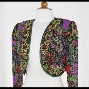 Vintage Bolero Jacket Hand Work Bead & Sequins